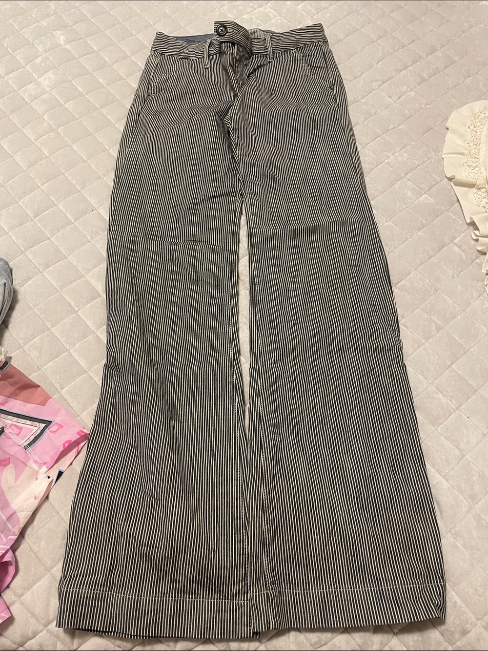 Striped Wide Leg Pants - Black & White
